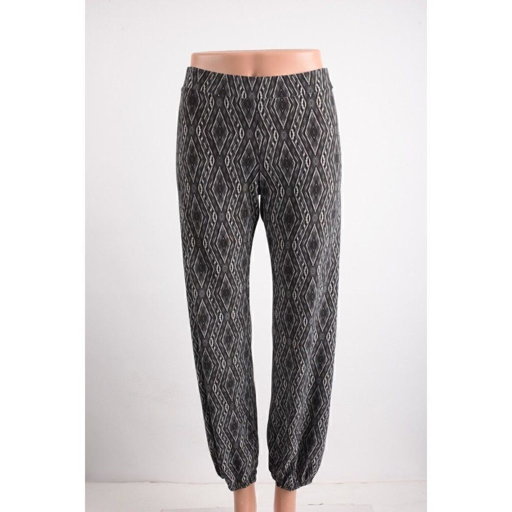 Viereck Womens Joggers Black Hannity Indeed Stretch Pants L Large geometric NWT